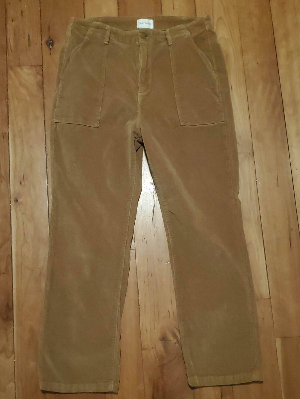 Driftwood Corduroy Utility Pants Camel Tan Patch Pocket Straight Leg Size 31